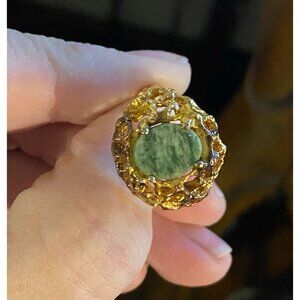 Vintage Connemara Marble Ring (Size 8) | Marked 14K RGP | Authentic Irish Herita